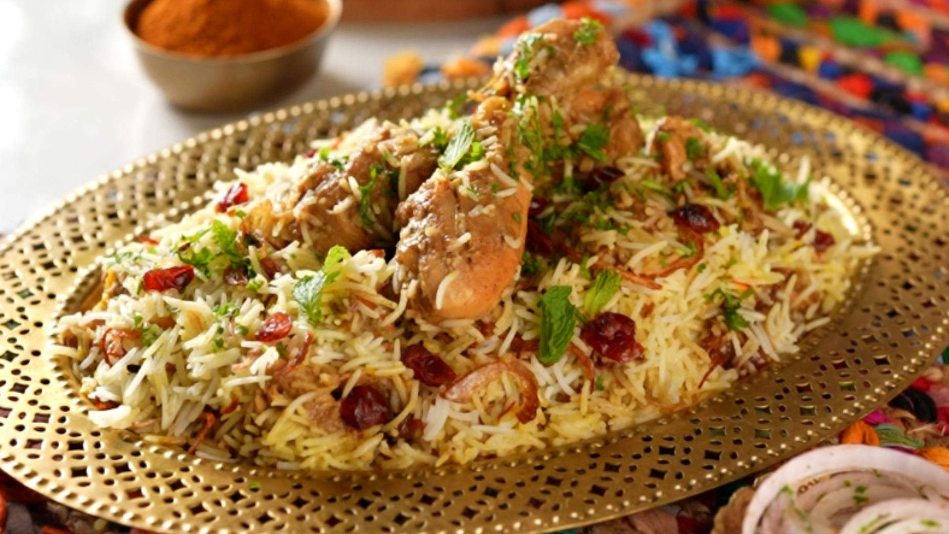 Fragrant Indian Biryani featuring long-grain basmati rice and traditional garam masala spices by the godmother of Indian home cookery.