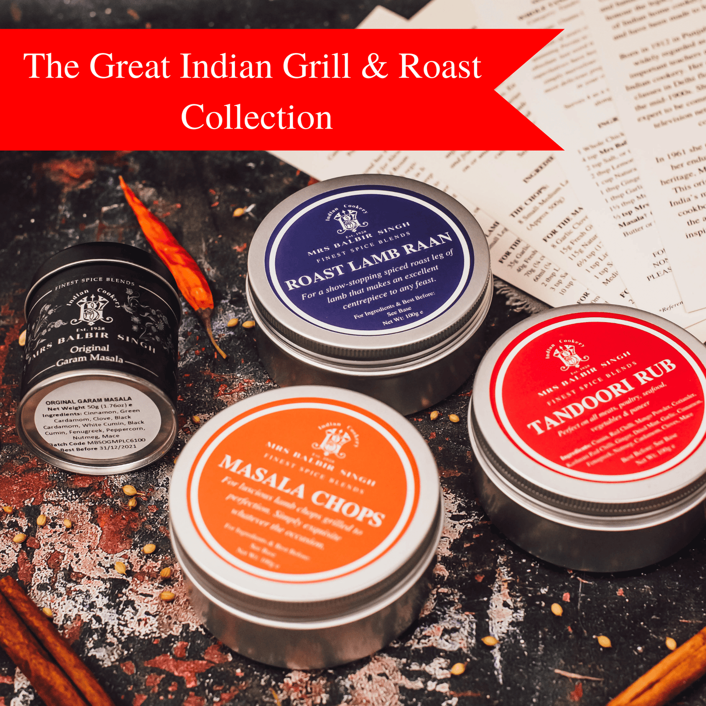 The Great Indian Grill & Roast Collection - Gourmet Indian Spice Blends by Mrs Balbir Singh®